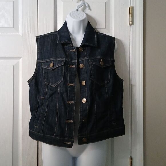 Canyon River Blues jean denim button down vest  Sz L - Picture 1 of 5